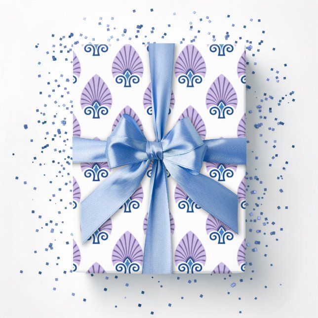 Papel De Presente Palmeta em forma de Pá em Azul e Roxo (Criador carregado)