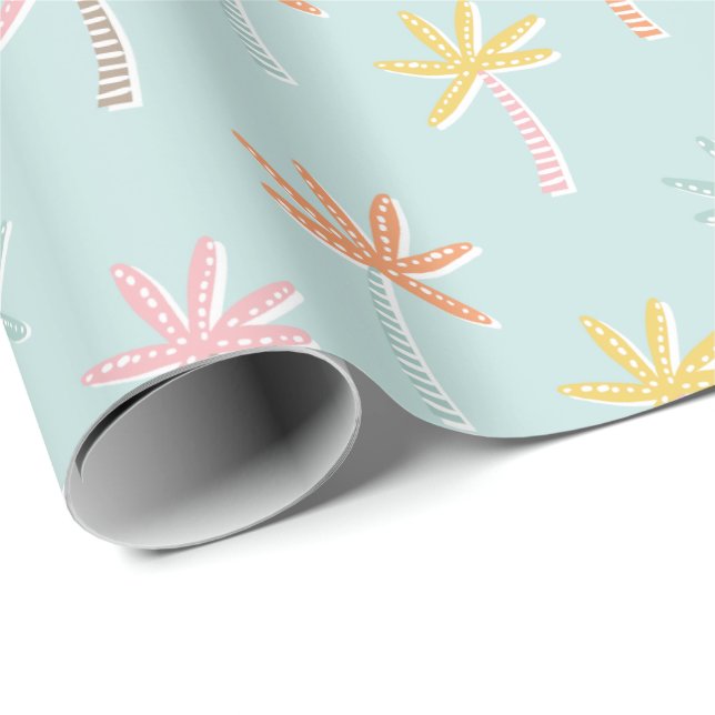 Papel De Presente Palmtree Cute Mint (Ponta do rolo)
