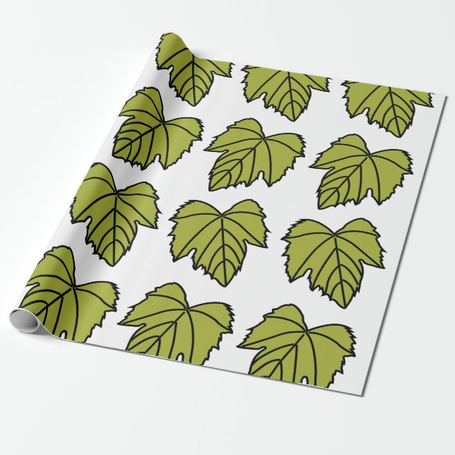 Papel De Presente Pampas da Vinha Folhas Verdes Vinhas (Desenrolado)