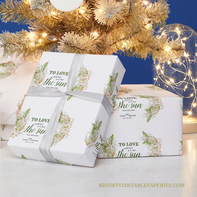 Papel De Presente Pampas Elegantes Tropicais (Wrap your gifts in style with our Tropical Elegant Bohemian Pampas Grass Wrapping Paper 🎁🌴)