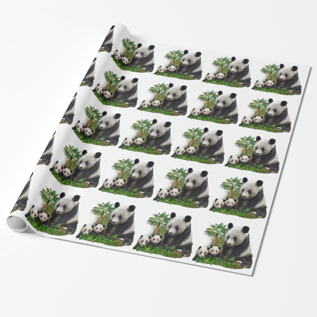 Papel De Presente Panda Bears (Desenrolado)