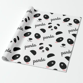 Papel De Presente Panda Bonita Rosto Padrão Branca