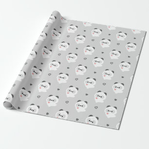 Papel De Presente Panda de Amor Fofo