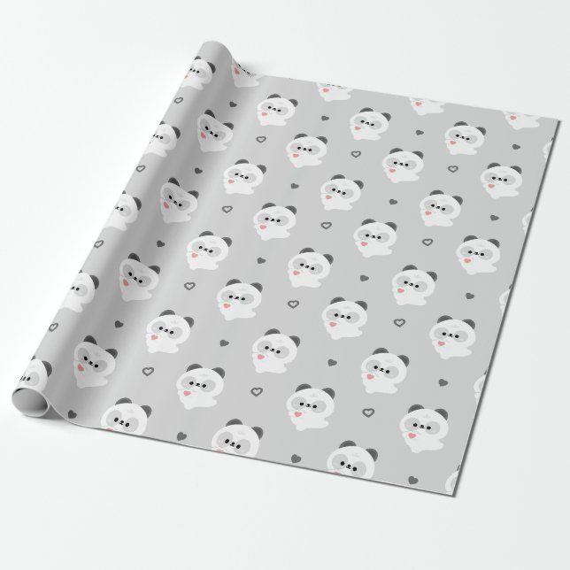 Papel De Presente Panda de Amor Fofo (Desenrolado)