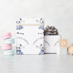 Papel De Presente Panda de bebê com aquarela com bandeiras de reabas