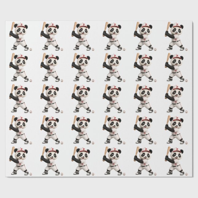 Papel De Presente Panda de beisebol  (Aberto)