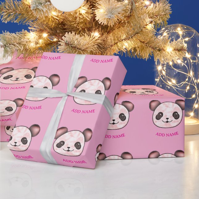 Papel De Presente Panda De Kawaii A Rosa (Feriados)