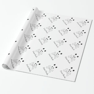 Papel De Presente Panda engraçada preto e branco personalizada do