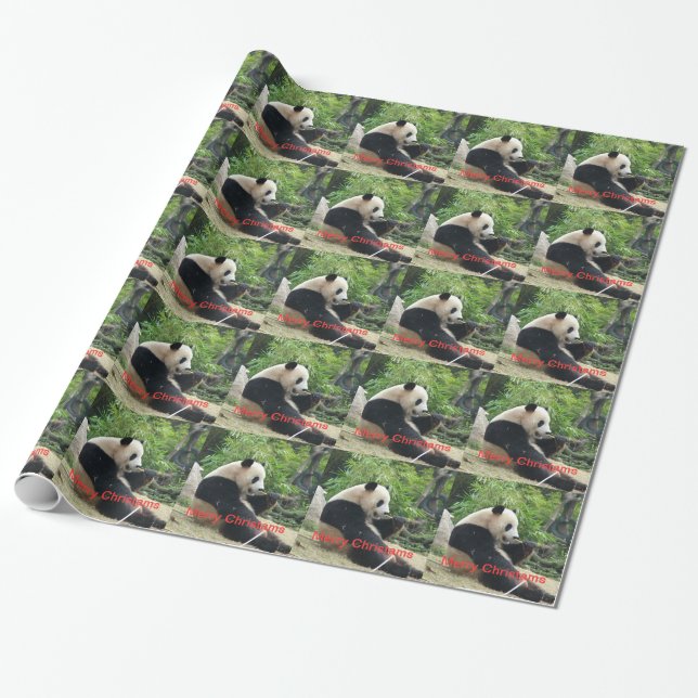Papel De Presente Panda Gigante Feliz Natal (Desenrolado)