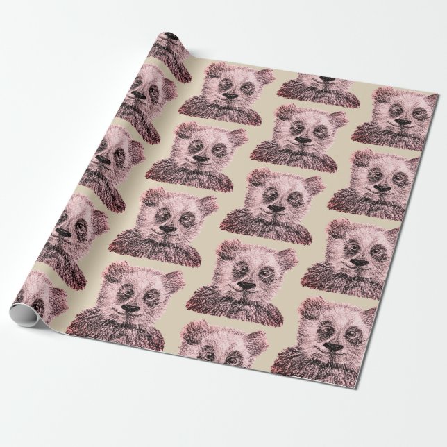 Papel De Presente Panda Matte Wrapping Paper (Desenrolado)