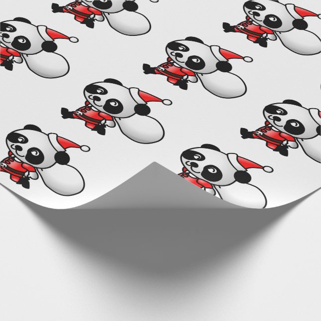 Papel De Presente Panda Papai Noel (Ponta)
