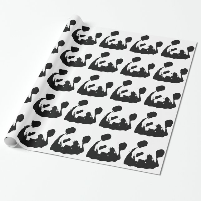 Papel De Presente Panda Pop de Arte Negra (Desenrolado)