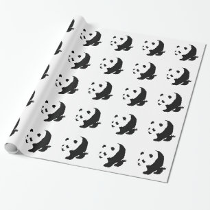 Papel De Presente Panda Preta e Branca