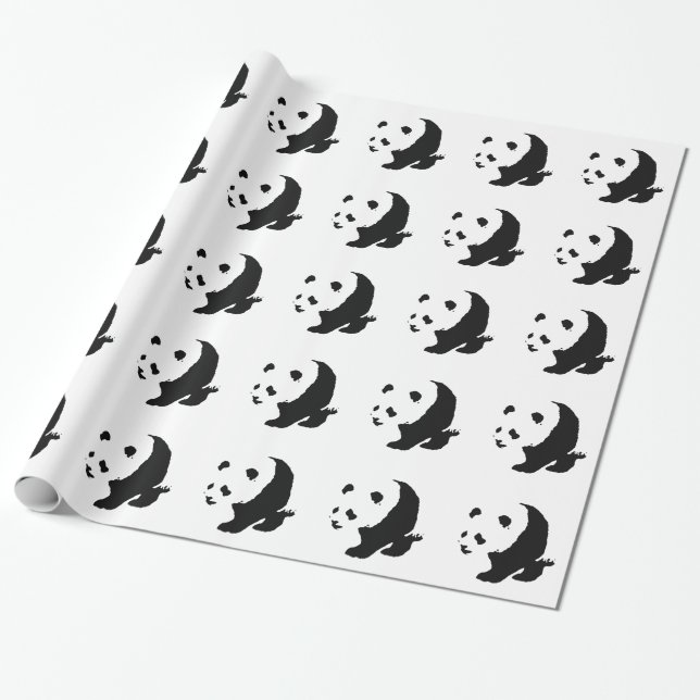 Papel De Presente Panda Preta e Branca (Desenrolado)