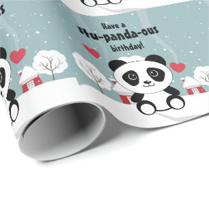 Papel De Presente Panda urso neve fofo crianças kawaii animação a