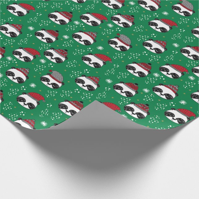 Papel De Presente Panda Vermelha de inverno e Natal lindo (Ponta)