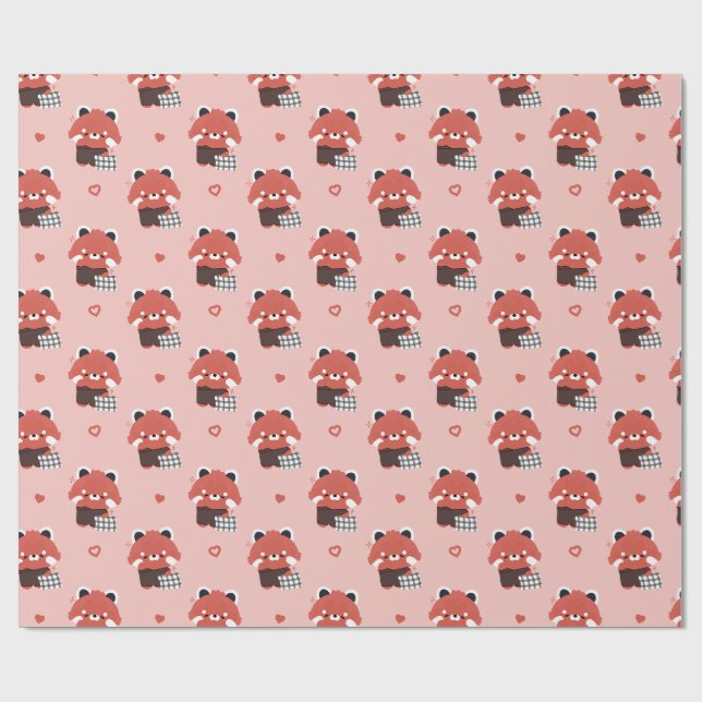 Papel De Presente Panda Vermelha Sonolenta (Aberto)