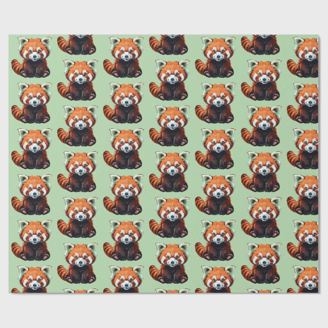 Papel De Presente Panda-vermelho (Aberto)
