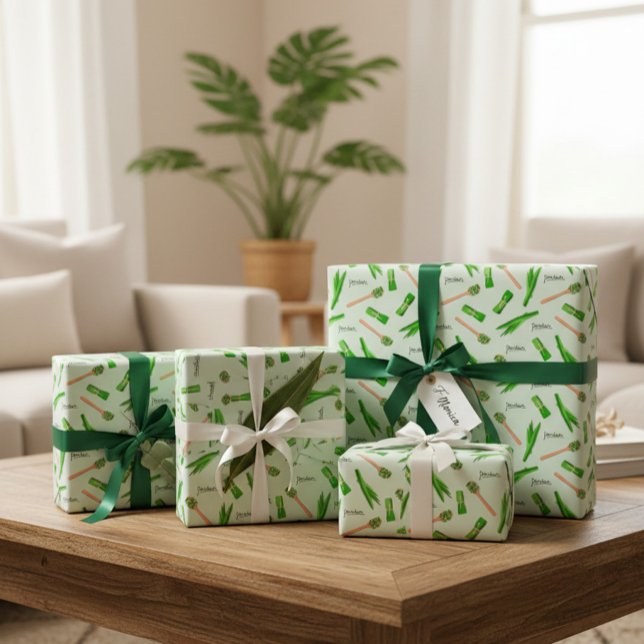 Papel De Presente Pandan Leaf Pattern Wrapping Paper  (Criador carregado)