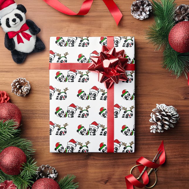Papel De Presente Pandas de Natal (Criador carregado)