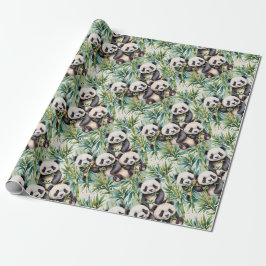 Papel De Presente Pandas e Bambu-Cutes