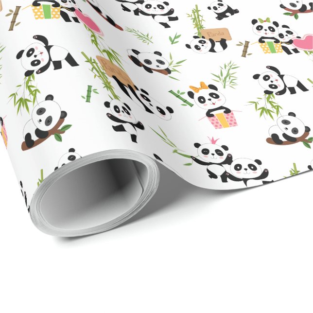 Papel De Presente Panda's Pattern (Ponta do rolo)