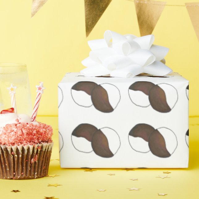 Papel De Presente Panificação de Biscoitos Pretos e Brancos Nova Ior (Festa de aniversário)