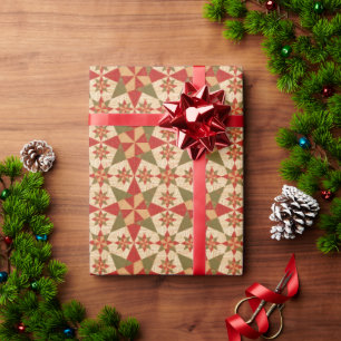 Papel De Presente Pano de Natal Estrela em Patchwork
