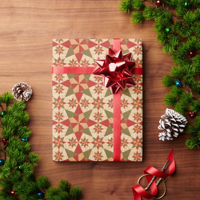 Papel De Presente Pano de Natal Estrela em Patchwork (Presente de Natal)