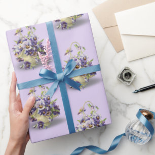 Papel De Presente Pansy Basket Em Roxo
