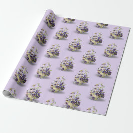 Papel De Presente Pansy Basket Em Roxo