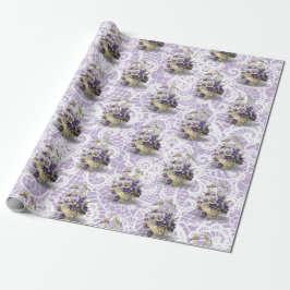 Papel De Presente Pansy Basket On Lace