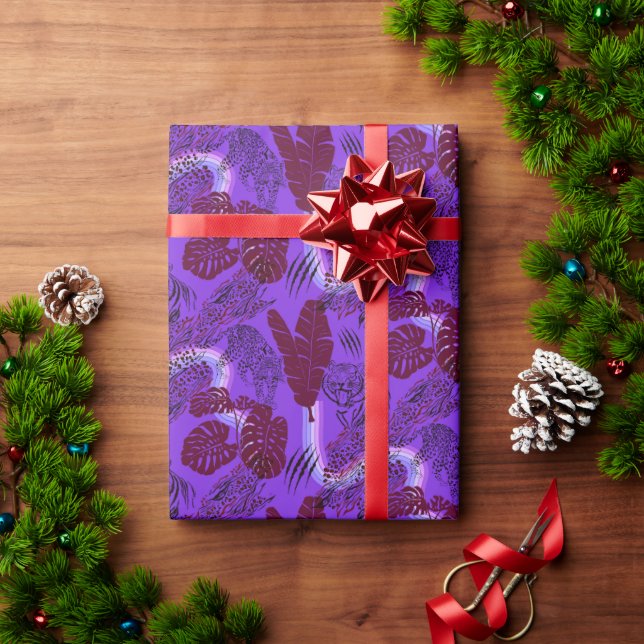 Papel De Presente Panther Tropical Purple Rainbow (Presente de Natal)
