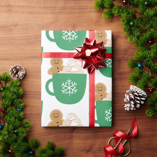 Papel De Presente Pão de especiarias e natal de chocolate quente (Presente de Natal)