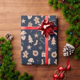 Papel De Presente Pão de especiarias, Papais noeis e padrão da árvor