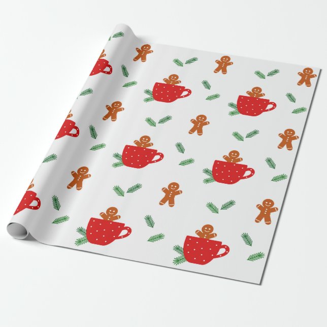 Papel De Presente Pão-de-gengibre café Papel de molho de Natal (Desenrolado)
