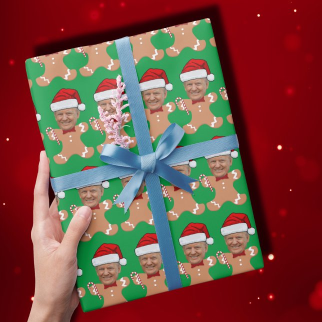 Papel De Presente Pão de Gengibre de Fotos Personalizada e Minimalis (Criador carregado)