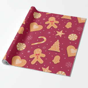 Papel De Presente Pão de gengibre e padrão de biscoitos de Natal