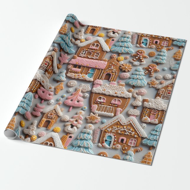 Papel De Presente Pão de Gingerpão bonito Natal (Desenrolado)