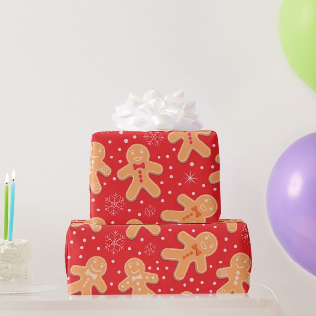 Papel De Presente Pão de Gingerpão engraçado padrão de biscoitos (Presentes para festas)
