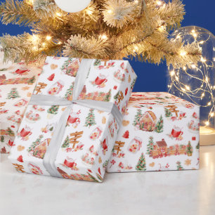 Papel De Presente Pão de Mel de Natal Vermelho