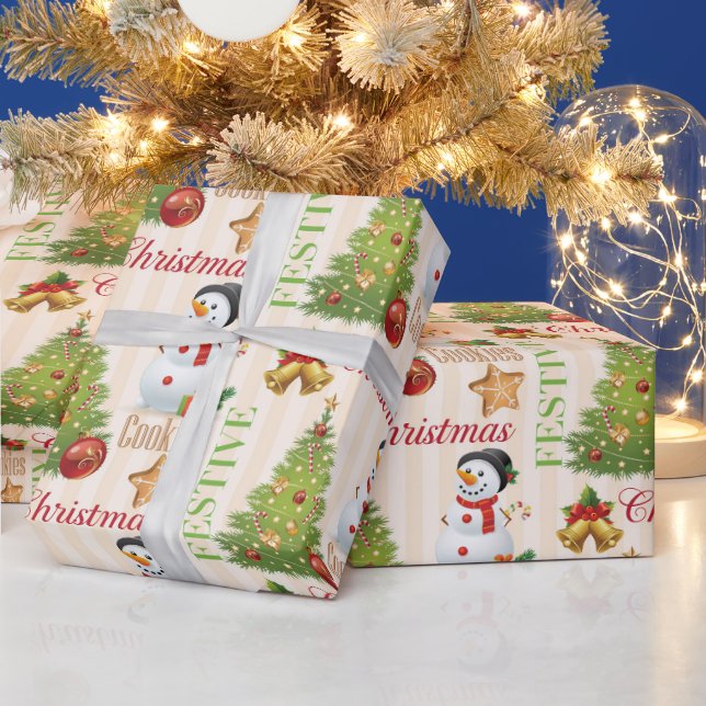 Papel De Presente Pão de Natal bonito/Neve (Feriados)