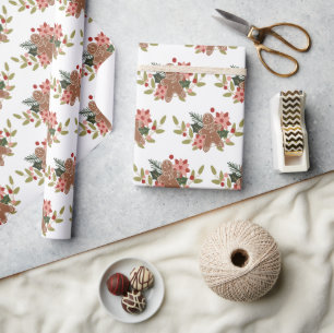 Papel De Presente Pão de Natal Cookie Padrão Festivo