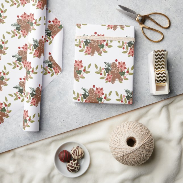 Papel De Presente Pão de Natal Cookie Padrão Festivo (Artesanato)