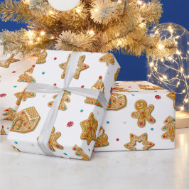 Papel De Presente Pão de Natal Cookies Divertido Padrão Moderno