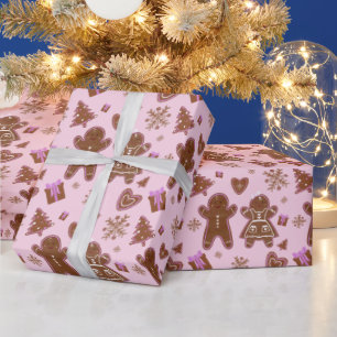 Papel De Presente Pão de Natal, homem e mulher, árvore de Natal