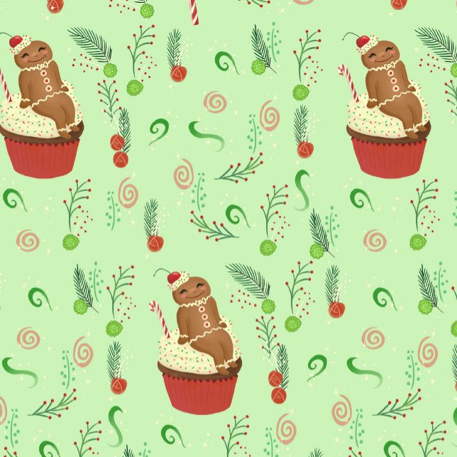 Papel De Presente Pão de Natal Verde (Criador carregado)