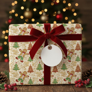 Papel De Presente Pão de Pão Clássico e Árvore de Natal