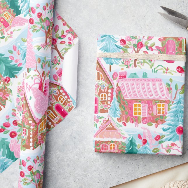 Papel De Presente Pão-de-Pia-Rosa Quimológico Sonho de Natal (Criador carregado)