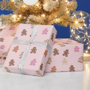 Papel De Presente Pão-de-rosa e marrom Homens rosa Natal